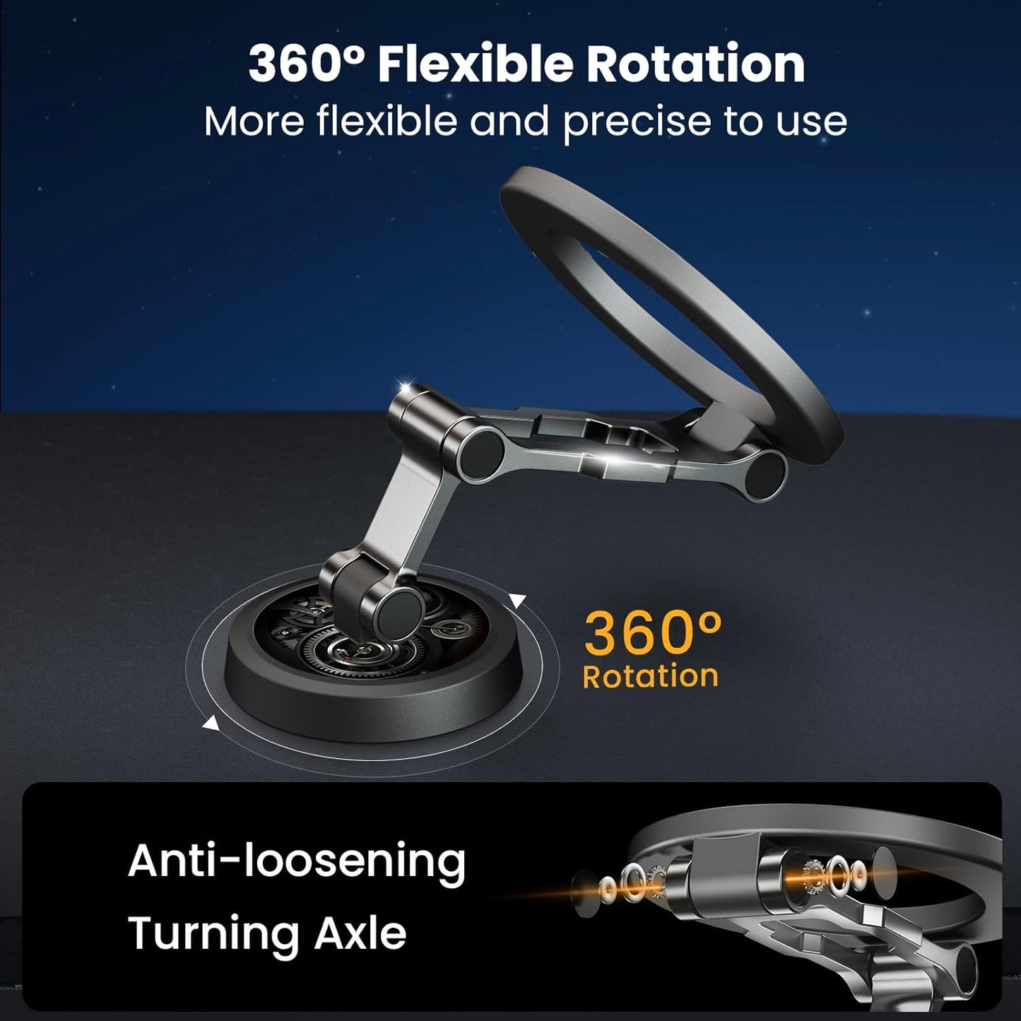 Soporte Movil Coche Para Magsafe,Soporte Magnético Plegable,Rotación De 360°,Succión Potente,Parabrisas & Salpicadero Porta Movil Coche,Todo Metal Soporte Telefono Coche Para Iphone Y Funda Magsafe