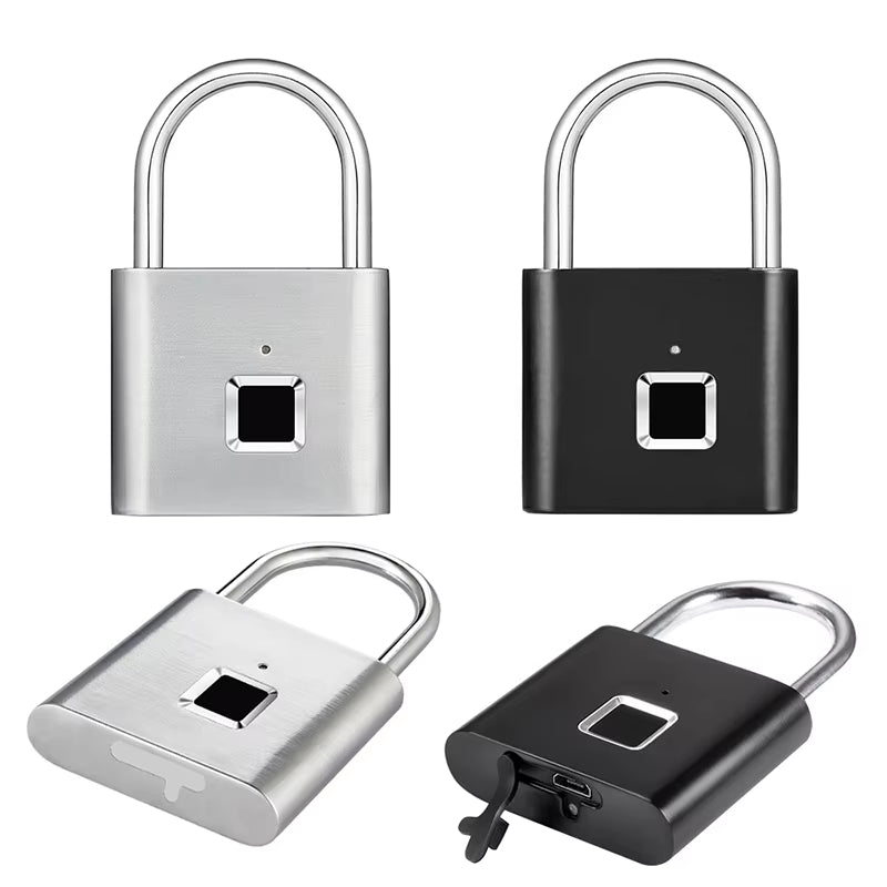Keyless USB Charging Door Lock Fingerprint Smart Padlock Quickly Unlock Zinc Alloy Metal Self-Imaging Chip 10 Fingerprints