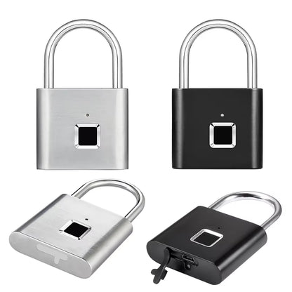 Keyless USB Charging Door Lock Fingerprint Smart Padlock Quickly Unlock Zinc Alloy Metal Self-Imaging Chip 10 Fingerprints