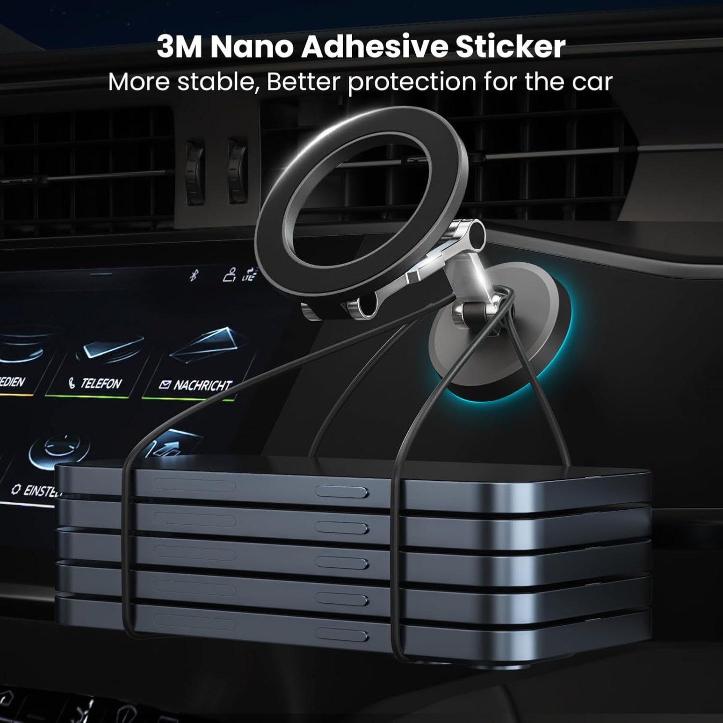 Soporte Movil Coche Para Magsafe,Soporte Magnético Plegable,Rotación De 360°,Succión Potente,Parabrisas & Salpicadero Porta Movil Coche,Todo Metal Soporte Telefono Coche Para Iphone Y Funda Magsafe